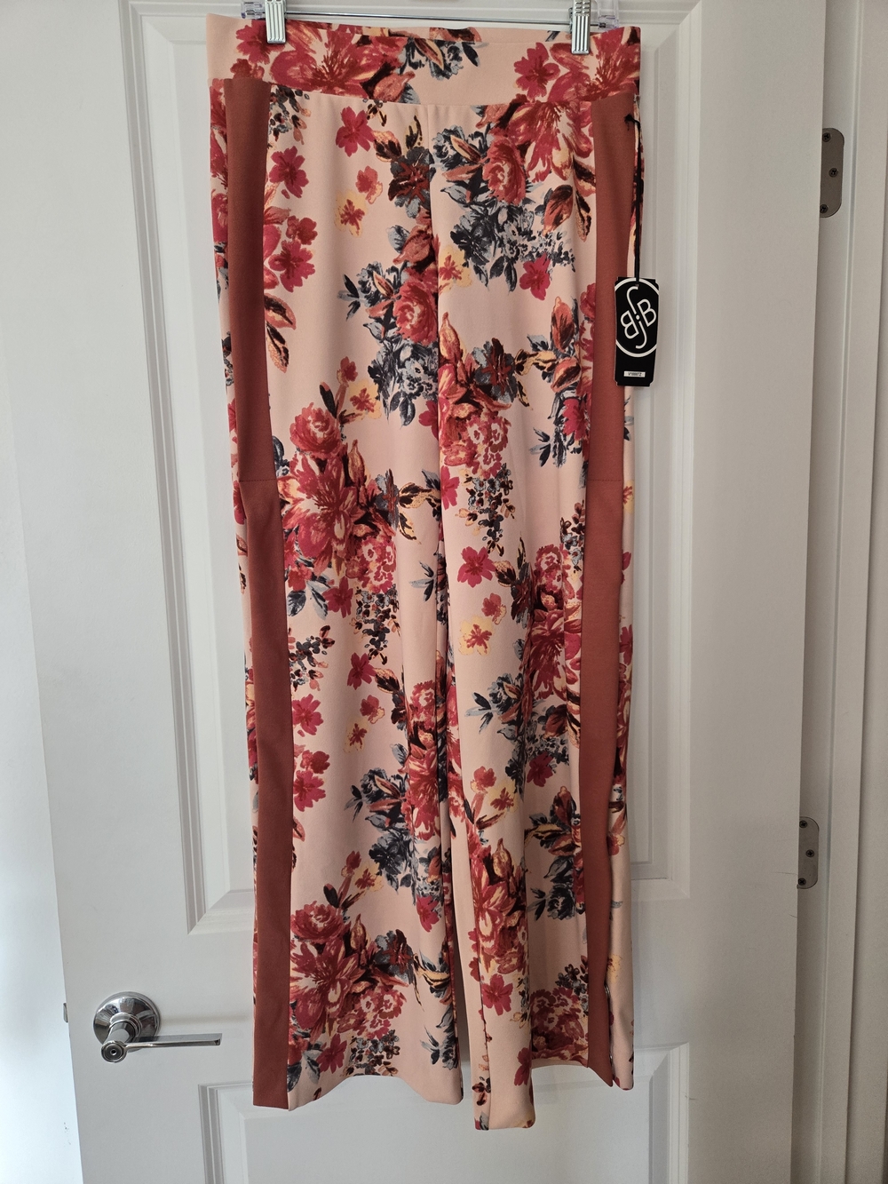 Boom Boom Jeans Blush Floral Wide-Leg Pants with Rose Panels